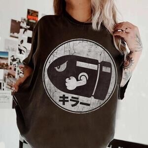 Super Mario Bullet Bill Distressed Kanji  T-Shirt , Funny Bullet